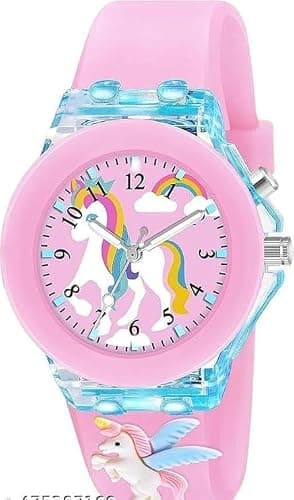 SELLORIA Brand AAnalog Watch for Kids | 3D Cartoon | 7 Multicolor LED Luminous Lights with Silicone Strap | Unisex Best Birthday Gift | Analogue Wrist Watches for Boys & Girls | Age 3-10 yrs