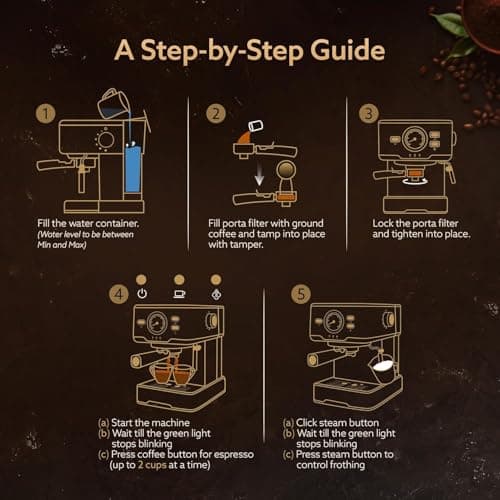 AGARO Imperial Espresso Coffee Maker Machine For Home, 15 Bar, 1100 W, Adjustable Milk Frothing Wand & Double Temperature Control System, Espresso, Cappuccino, Latte, Mocha, Cold Coffee 4