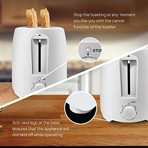 Wipro Vesta Bread Toaster BT101 750 Watts Auto Pop up with Removable Crumb Tray, 7 Browning Levels (White), Standard 5