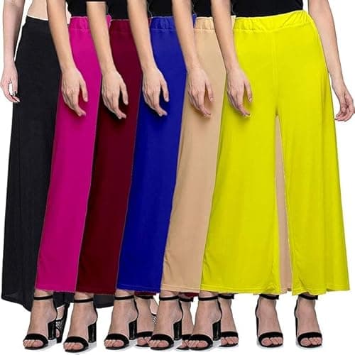 Vigau Casual Wear Soft Fabric Palazzo for Women Pack of 6 3XL Multicolor013
