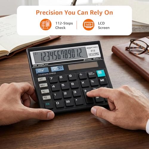 Amazon Basics AB-512 12-Digit Display Basic Calculator(Black) 4