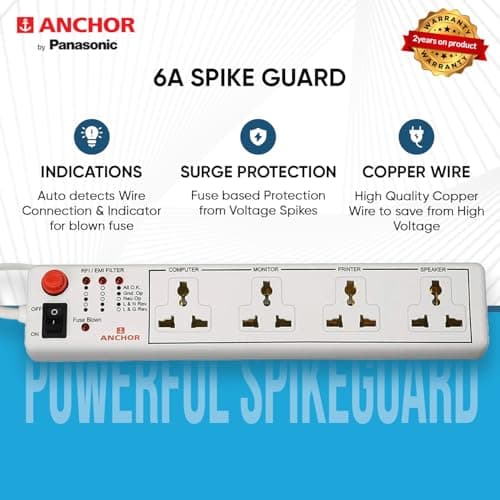 Anchor by Panasonic Spike Guard- 4 Universal Socket with Single Switch - 4 Mtr (22048) 3