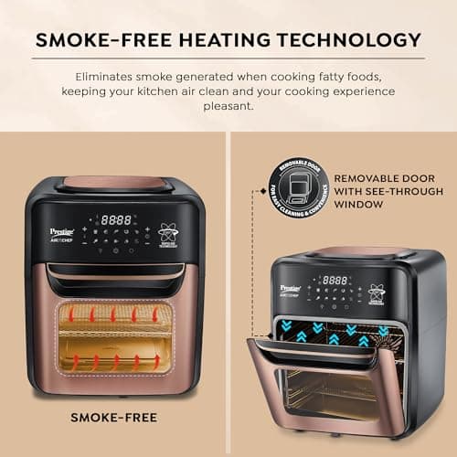 Prestige AirChef 12L Air Fryer Oven | 1800 Watts | 360° Rapid Air Technology | Multi-level Cooking | Rotisserie | 10 Preset Menu | 80% less Oil Consumption | Rose Gold | 1Y Warranty | ISI Certified 5