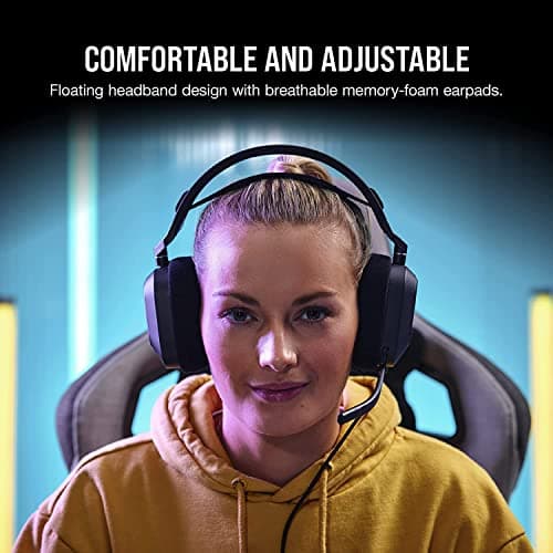 Corsair HS80 RGB Wired USB Premium Gaming On Ear Headphones with Dolby Audio 7.1 Surround Sound (Broadcast-Grade Omni-Directional Microphone, Memory Foam Earpads, High-Fidelity Sound) (Carbon) 4
