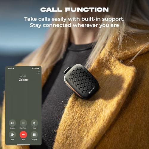 Zebronics Portable Bluetooth Speaker, 4W Output, Up to 6Hrs Playback, Magnetic Clip Design, BT v5.4, TWS Pairing, LED Indicator, Call Function, Media/Volume Control, Type-C (Clipper Pro, Black) 4