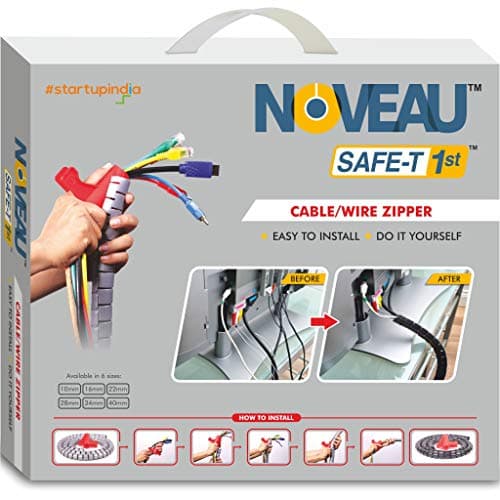 NOVEAU Safe-T 1st Diameter-30mm Length-1.5 Meter,Black | Flexible Cable Organiser with Slider Tool | ﻿Cable Hider | Concealer, Cable Cover for Wire Management | Wire Organizer for PC/Home/Office Desk 4