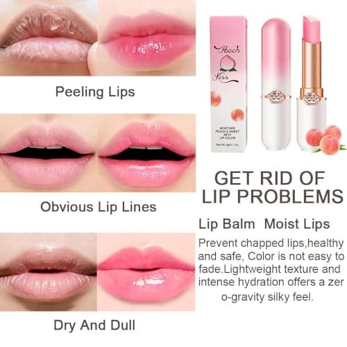 SHOPVILLA Omga Glimmer, Peach Tinted Lip Balm Long Lasting PH Lipstick, Color Changing Lipstick Natural Chapstick, Glitter Pink Shade, Color Changing 5
