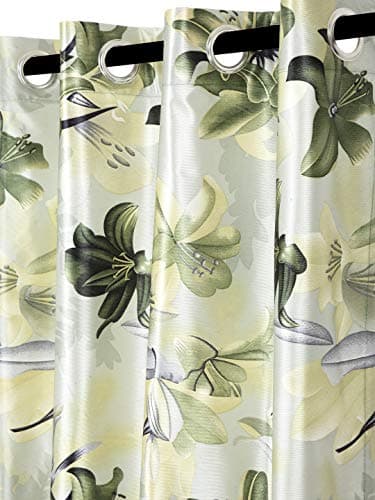 Home Sizzler 3D Flower 1 Piece Green Window Curtain, 5 feet 3
