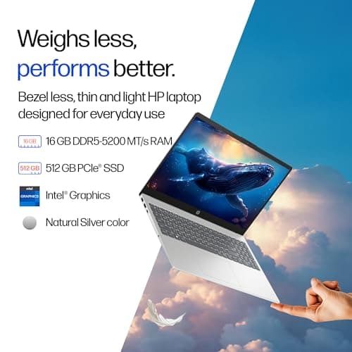 HP 15, Intel Celeron (8GB DDR5, 512GB SSD), Micro-Edge, Anti-Glare, 15.6''/39.6cm, Win11, M365* Office24, Silver, 1.59kg, fd0885TU, FHD Camera, Backlit, Dual Speakers Laptop 3