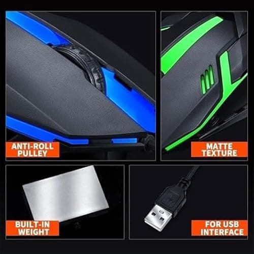 Adefex Wired Gaming Keyboard & Mouse Combo|1200 DPI, 7Million Click Life RGB Multicolor Lightning | Anti-Ghosting Mechanical Feel, Ergonomic Durable USB Set for PC, Gaming,& Work 5