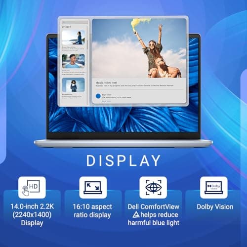 Dell New Inspiron 14 Plus Laptop, AI Enabled Intel Evo Powered Core Ultra 7 155H Processor,16GB LPDDR5X, 1TB, Intel Arc Graphics, 14" (36.06cm) 2.2K 300nits Display, Backlit KB + FPR, Ice Blue, 1.6kg 2