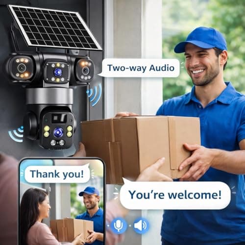 Guard Well 3 Lens Solar 4G Powered PTZ Outdoor CCTV Camera | 360° View | Color Night Vision | Two Way Audio | 4G SIM-Based Security Camera for Home with Mobile App V380 Pro (3 Lens Solar) 4