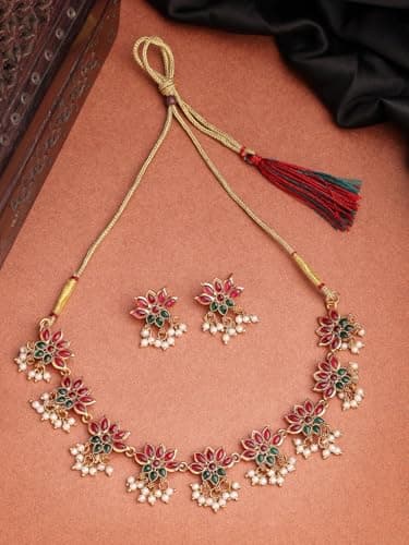 Shining Diva Fashion Necklace Jewellery Set for Women Traditional Latest Stylish Design Fancy (rrsd17037s) 4