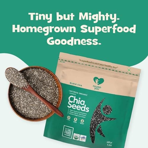 NOURISH YOU Raw Chia Seeds 150g X Pack of 3 | Protein & Fiber Rich Superfood | Energy Boosting Seeds for Weight Management, Heart Health & Digestion | Plant-Based Omega-3 Source | Gluten-Free 3