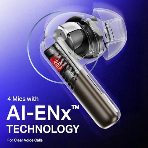 Boat Airdopes Prime 412, 4Mics AI-ENx Tech, 50 Hrs Battery, Multipoint Connectivity,Fast Charge, App Support, Bluetooth Earbuds, TWS Ear Buds Wireless Earphones with mic (Midnight Black) 4