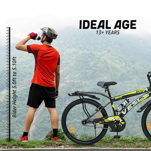 VESCO Envy Black 26T Road Bike with Inbuilt Carrier | Rigid Supsension | 17 Inch Frame | Cycle for Boys/Men (Single Speed) 2