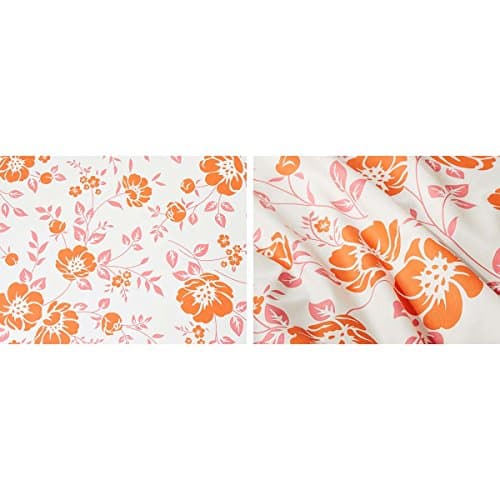 Amazon Brand - Solimo Jasmine Zest 144Tc 100% Cotton Double Bedsheet With 2 Pillow Covers, Peach, Floral | 144 TC 3