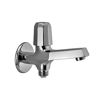 Jaquar 2-Way Bib Cock with Wall Flange – Leak-Proof 1/2" Outdoor & Indoor Water Tap, Corrosion Resistant for Garden & Home Plumbing Applications, Sliver, Chrome Finish