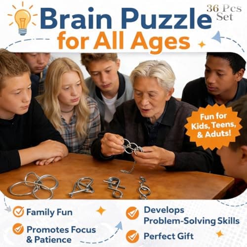 Store2508 36 Pcs Metal Wire Brain Teaser Puzzle Set for Kids Adults | Mind Games Logic IQ Puzzles | Stainless Steel Disentanglement Toys with Storage Pouch | Educational Stress Relief Gift 2