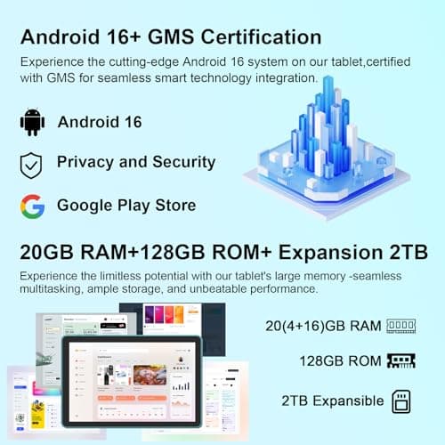 CUPEISI Android 13 10" Tablet, 2024 Newest 12GB Ram + 128Gb Rom/1Tb Expandable Tablets Pc, 2 In 1 Tablets with Keyboard, 2.0GHz Quad-Core CPU Hd Screen, Certified by Google 5G Wifi 6 Bt 5