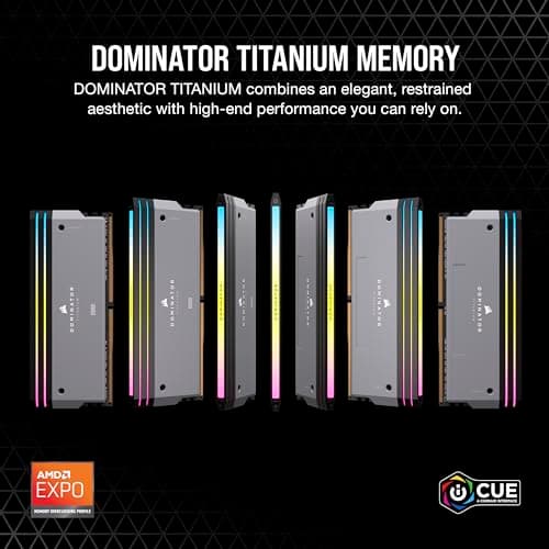 CORSAIR Dominator Titanium RGB DDR5 64GB (2x32GB) DDR5 6000MHz CL30 AMD Expo Intel XMP iCUE Compatible Computer Memory – Grey (CMP64GX5M2B6000Z30) 2