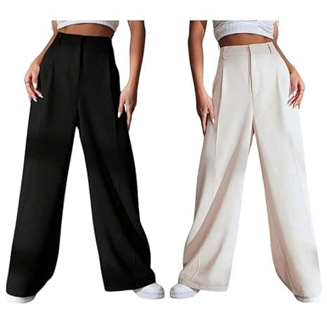 GRECIILOOKS Women High Rise High Waist Trousers Flared Korean Style Formal Pants| Elegant Workwear for Office, College & Events (Available in Plus Size)