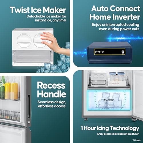 Haier 325 L 3 Star Frost Free Bottom Mount Double Door Refrigerator|Convertible 14-in-1|Jhukna Mat-Bottom Freezer|Digital Display Panel|Triple Inverter|Twist Ice Maker (HEB-333DS-P, Dazzle Steel) 4