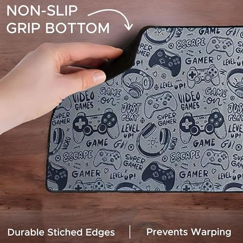 Ant Esports Gamerz Paradise Theme Extended Mouse Pad – 900x400mm Large Waterproof Desk Mat, Non-Slip Rubber Base, Keyboard & Mouse Mat for Gaming Setup, Office & Home – Grey Multicolor Design 5