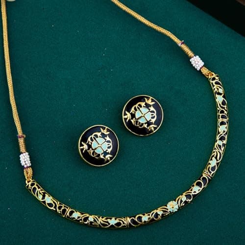 VOYLLA Tahira Bird and Floral Motifs Gold Necklace Set for Women 2