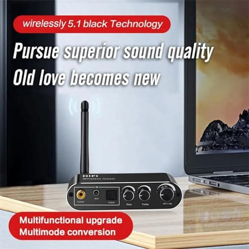 MICROWARE Wireless Bluetooth 5.1 Receiver Optical Fiber Coaxial Audio Decoder Converter U Disk AUX in Lossless for Old Computer T-V (T01) 2