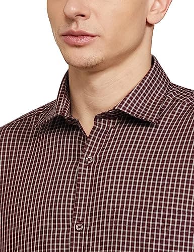Park Avenue Men's Slim Fit Full Sleeve Formal Shirt | Solid Maroon in Luxury Cotton 3