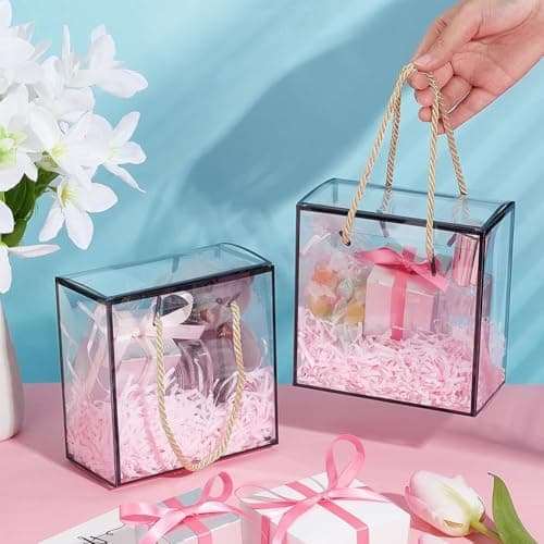 SATYAM KRAFT 6 Pcs Transparent Gift Goodie Boxes Packaging Hamper Boxes for Wedding Return Gifts Valentine Gifting item for Him Her, Birthday Celebration, Engagement, Anniversary (Black, 20 cm) 3