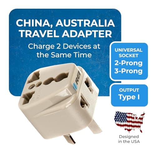 OREI India to Australia Plug Converter, New Zealand & China & More - Type I - 2 in 1 - Perfect for Laptop, Camera Charger and More - CE Certified - RoHS Compliant - Beige - 5 Years Warranty 2