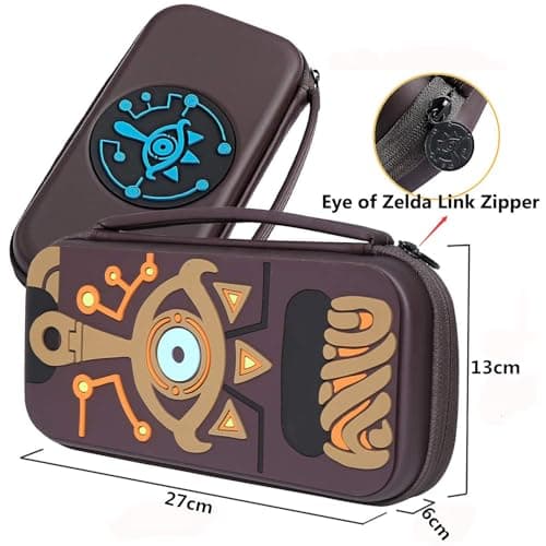 OIVO INDIA Hard Shell Travel Case Pouch Compatible with Nintendo Switch Console, Portable Carrying Case for Switch & Accessories Protective Box (Brown Zelda) 3