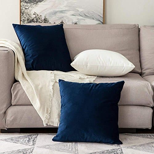 Khooti Velvet Cushion Covers Pack of 2-26" x 26" / 66 x 66 cm - Navy Blue - Soft Pillow Covers Cushion Case for Sofa Bedroom Livingroom Chair Car, Cushion Cover 5