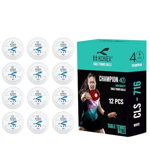 KONEX 40+ Plastic Table Tennis Balls Pack of 12 | High Performance 3-Star ABS TT Balls for Professional Matches and Training | Ideal for Adults & Kids (White)