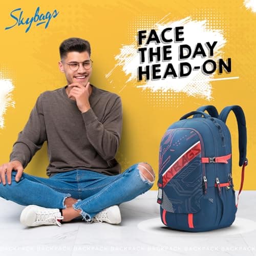 Skybags Vesper 40L Laptop Backpack with Rain Cover - Navy Blue 2