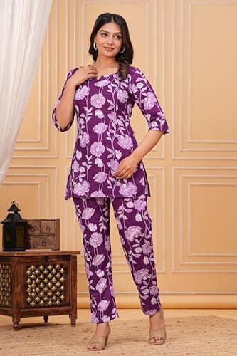 Women Printed Cotton Co Ord Set for Women || Casual & Festive Indo-Western Outfit || Kurta Pant Set 5