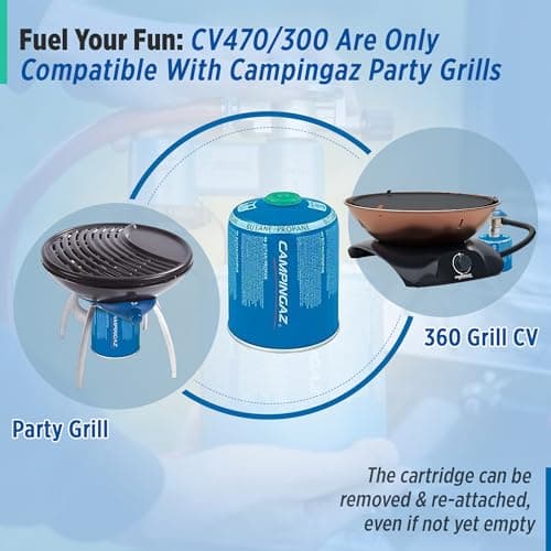 CAMPINGAZ Gas Powered Party Grill, Camping Stove And Grill, All-In-One Portable Camping Bbq, With Griddle, Grid And Pan Support, Black, Free Standing 3