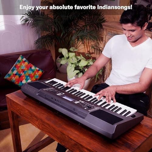 Yamaha PSR-I300 61 Keys Digital Piano Keyboard with Indian Rhythms, Blueberry KB-50 Bag, R-12 Stand, Dust Cover and Adapter 5