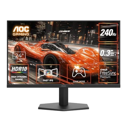 AOC 24G11ZE 23.8" FHD IPS Gaming Monitor - Black | 240Hz Refresh| 0.3ms MPRT, 1920 X 1080|Adaptive Sync| HDR10| 3-Sided Frameless| Low Input lag|Flicker Free| Low Blue Mode