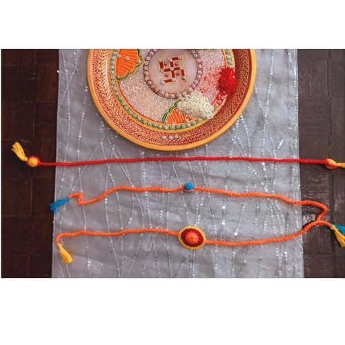 India Meets India Handmade Crochet Rakhi for Brother Bhai, Celebrate Eco Friendly Raksha Bandhan (Pack of 3) 4