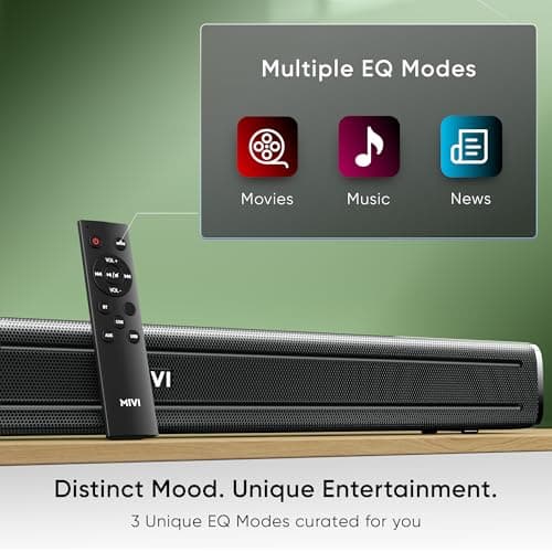 Mivi Fort Q80 Soundbar with 80W Surround Sound, 2.2 Channel soundbar with 2 in-Built subwoofers, Multiple EQ and Input Modes, Remote Accessibility, Bluetooth v5.2, Made in India Sound bar for TV 3