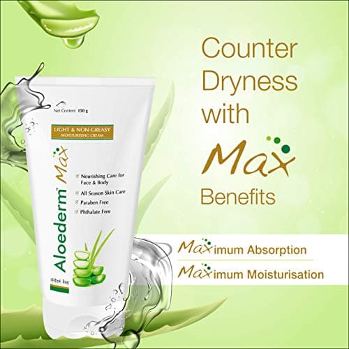 Aloederm Max Light & Non-Greasy Moisturizing Skin Cream - 150g | All Season Skin Care | Paraben Free | Phtlalate Free | Non Greasy, Light Texture | Enriched with Vitamin-E & Jojoba Oil 2