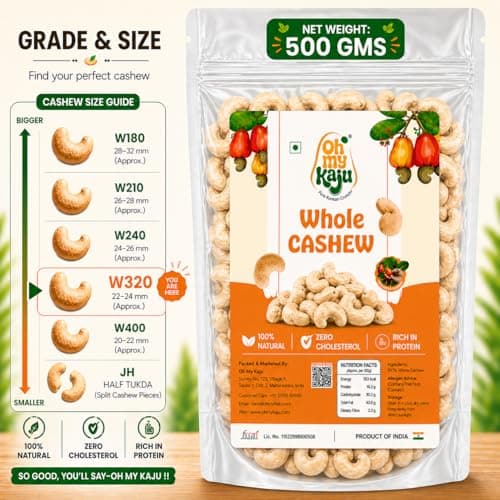 Oh My Kaju™ Premium Konkan Cashew Grade W320| High Protien I Fresh Kaju Nuts | Zero Cholesterol I Goa-Origin Style I Gourmet Healthy Snacks for Guests, Weekend Party, movie night, Picnic, College Offi 3