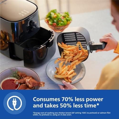 PHILIPS Air Fryer HD9200/90, uses up to 90% less fat, 1400W, 4.1 Liter, with Rapid Air Technology (Black), Large 3