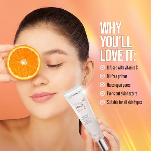 Hilary Rhoda Prepping UP PRIMER with Vitamin C | Pore Minimizer & Blur Primer | Oil Control & Suitable for All Skin Types | Infused with Vitamin C | 30 ml 4