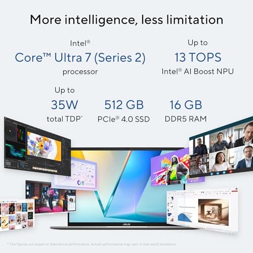 ASUS Vivobook S16,Intel Core Ultra 7 255H,AI PC(Intel Arc iGPU/16GB RAM/512GB SSD/FHD/16/60Hz/Backlit Keyboard/70Whr/Windows 11/M365 Basic(1Year)*/Office Home 2024/Cool Silver/1.7 Kg) S3607CA-SH077WS 4