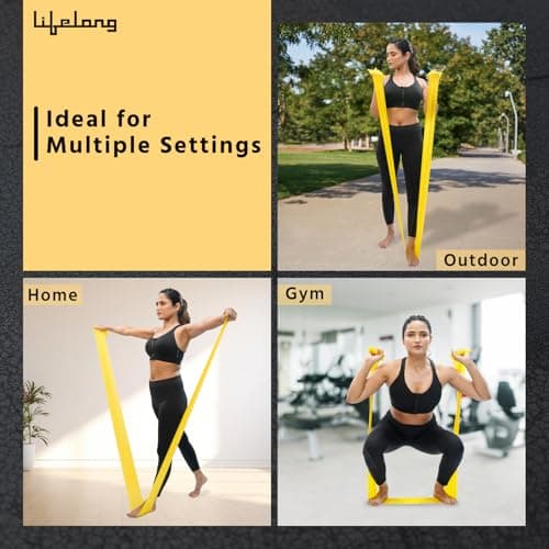 Lifelong Natural Rubber Resistance Band for Workout | 1.8 KG: Extra Light Resistance | Theraband, Stretching Band for Exercise | Exercise Band for Physio, Yoga, Home Workout | Yellow 3