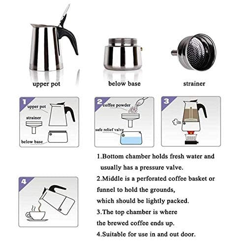 Niyam portable Stainless Steel Stove Top Espresso Coffee Maker Percolator Moka Pot (4 cup - 200 ml) 2